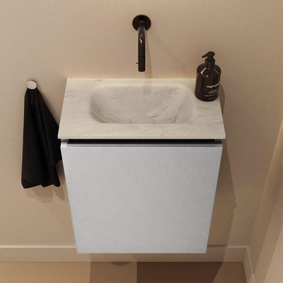 MONDIAZ TURE-DLUX Meuble toilette - 40cm - Plata - EDEN - vasque Opalo - position centrale - sans trou de robinet