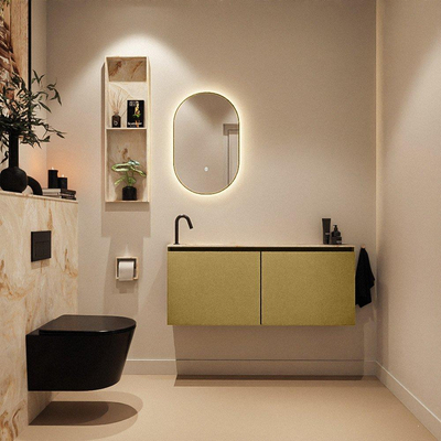 MONDIAZ TURE-DLUX Meuble toilette - 120cm - Oro - EDEN - vasque Frappe - position gauche - 1 trou de robinet