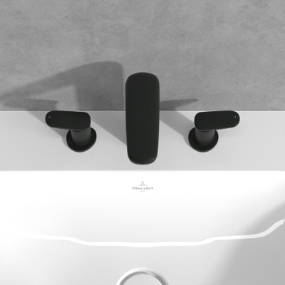 Villeroy & Boch Antao - Mitigeur de lavabo trois trous - avec garniture de vidage Push-Open - noir mat