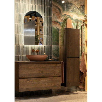 Saniclass Holz Pure Badkamermeubelset - 100x45x60cm - topblad - zonder kraangaten - 2 lades - Charcoal inclusief Zeza element waskom (showmodel) OUTLETSTORE