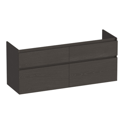 BRAUER Delight meuble sous lavabo - 120x46x60cm - 4 tiroirs à fermeture douce - sans poignée - 2 découpes pour siphon - Anthracite Bois