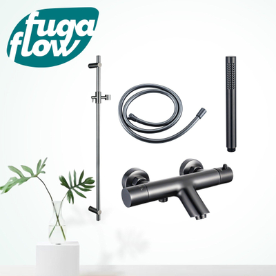 FugaFlow Eccelente Sobrado Badkamer badkraan met glijstangset met staafhanddouche, gladde doucheslang gunmetal