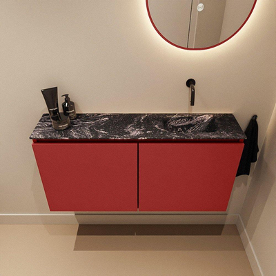 MONDIAZ TURE-DLUX Meuble toilette - 100cm - Fire - EDEN - vasque Lava - position droite - sans trou de robinet