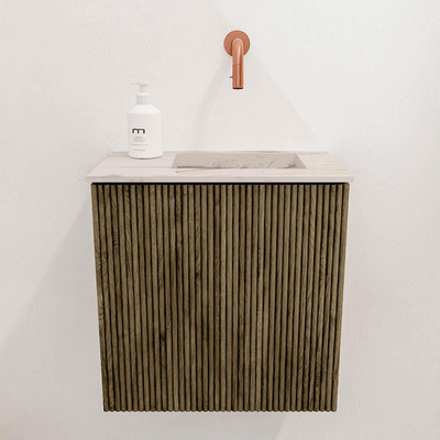 Mondiaz JOYA-DLUX 40cm toiletmeubel - kleur Dusk - Wastafel FAYE positie Rechts Zonder kraangat kleur Nata.