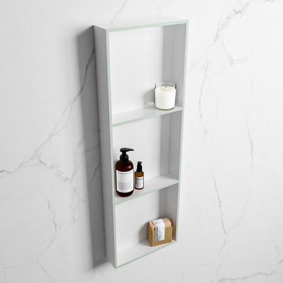 Mondiaz Easy nis 29.5x89.5x8cm voor Inbouw/opbouw 3 open vakken Solid surface Talc/Greey