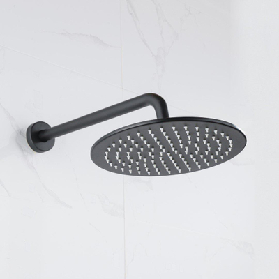 FugaFlow Eccelente Accessoire Douche de tête - 30cm - rond - bras mural 35cm - noir mat