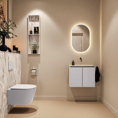 MONDIAZ TURE-DLUX Meuble toilette - 60cm - Cale - EDEN - vasque Glace - position centrale - sans trou de robinet