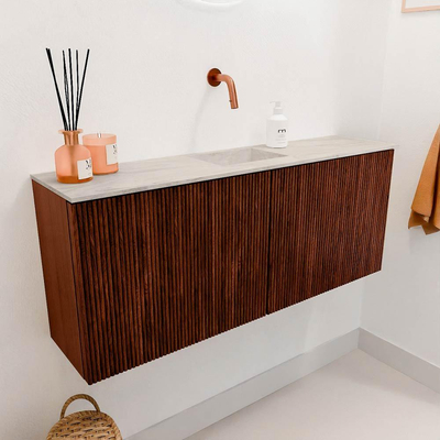 Mondiaz JOYA-DLUX 100cm toiletmeubel - kleur Ruby - Wastafel FAYE positie Midden Zonder kraangat kleur Ostra.