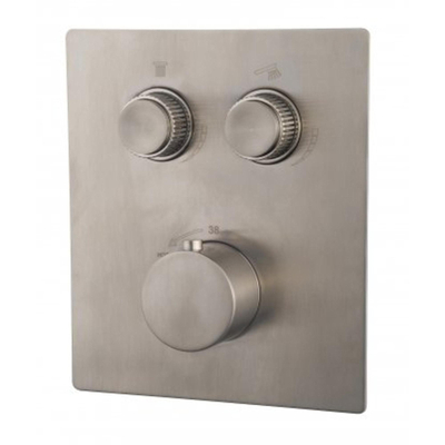 Wiesbaden Caral Klik Pro afbouwdeel inbouwthermostaat 2 weg geborsteld staal PVD