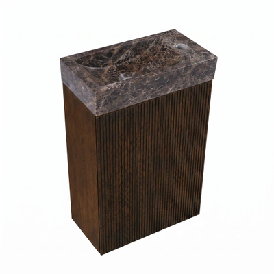 Saniclass Holz Atelier Ensemble de meuble WC - 40x60.5cm - 1 porte - fontaine dark emporador - trou de robinet à droite - chêne charcoal