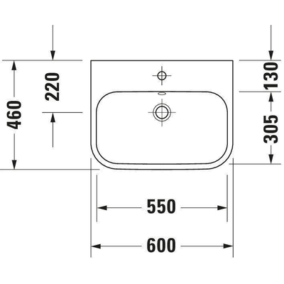 Duravit Happy D.2 Opbouwwastafel - geslepen - met overloop - met kraangat - 60x46cm - inclusief bevestiging - met wondergliss - wit