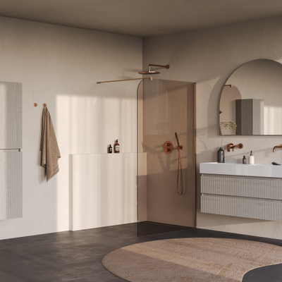 BRAUER Orion Inloopdouche - 120x200cm - brons glas - glascoating - PVD - Geborsteld Koper