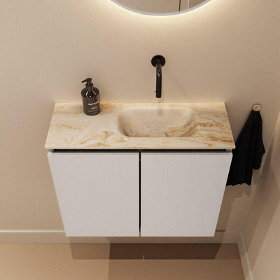 MONDIAZ TURE-DLUX 60cm toiletmeubel Linen. EDEN wastafel Frappe positie rechts. Zonder kraangat.