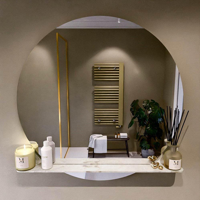 Mondiaz SPOT miroir – Ø 100 cm – avec tablette – Frappe (marbre beige)