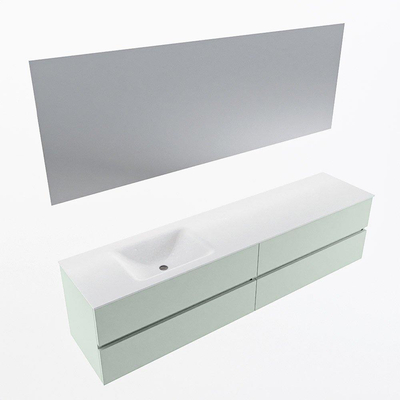 Mondiaz VICA ensemble de meuble de salle de bain - 200cm - meuble sous-vasque greey - 4 tiroirs - lavabo cloud gauche - sans trous de robinet - couleur talc - miroir LED - version XL 60cm de haut