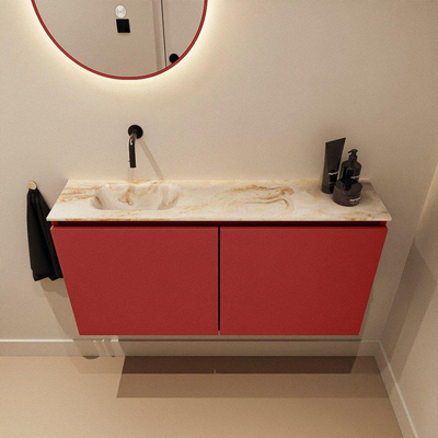 MONDIAZ TURE-DLUX 100cm toiletmeubel Fire. EDEN wastafel Frappe positie links. Zonder kraangat.