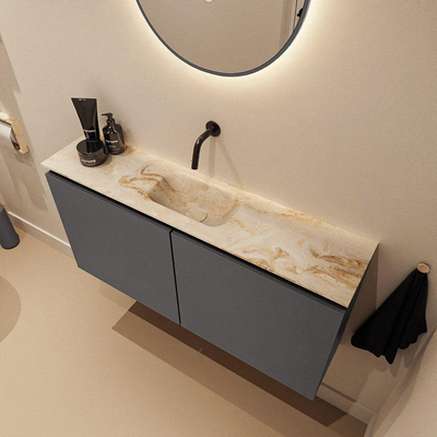 MONDIAZ TURE-DLUX 100cm toiletmeubel Dark Grey. EDEN wastafel Frappe positie midden. Zonder kraangat.