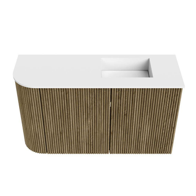 Mondiaz JOYA 71.6cm toiletmeubel - ronding links kleur Dusk - Wastafel FAYE positie Rechts Zonder kraangat kleur Talc.