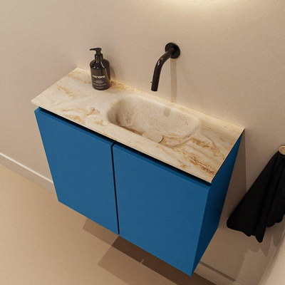 MONDIAZ TURE-DLUX 60cm toiletmeubel Jeans. EDEN wastafel Frappe positie rechts. Zonder kraangat.