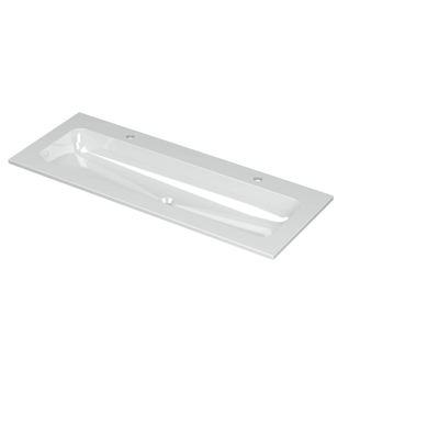 Ink aspekt lavabo 120x1.5x45cm 2 trous pour robinetterie 1 évier porcelaine blanc brillant