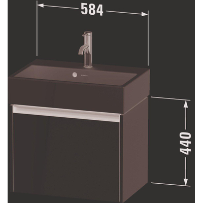 Duravit ketho 2 meuble sous lavabo avec 1 tiroir 58.4x39x44cm avec poignée anthracite basalte mate