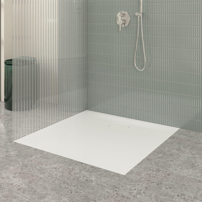 Villeroy & Boch Ecora douchebak - 100x100x3.5cm - afvoer korte zijde - white alpine (wit)