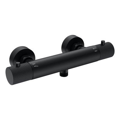 Wiesbaden Ribbd Mitigeur thermostatique de douche entraxe 15 cm noir mat