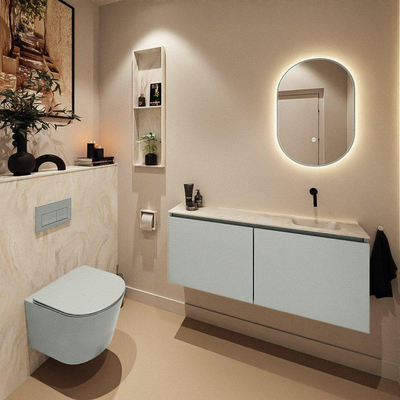 MONDIAZ TURE-DLUX meuble WC 120 cm Greey. EDEN vasque Ostra position droite. Sans trou de robinet.