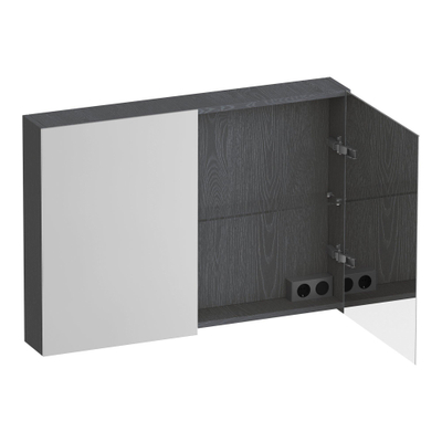 BRAUER Impress armoire de toilette - 100x70x15cm - sans éclairage - 2 portes miroir double face - Gris Bois