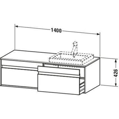 Duravit Ketho Meuble sous-lavabo avec 2 tiroirs juxtaposés pour 2 lavabos encastrables 140x42.6x55cm graphite