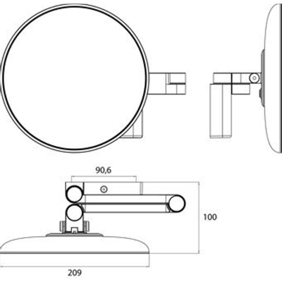 Emco Evo make-upspiegel – rond Ø20,9 cm – LED-verlichting – 5x vergrotend, dubbele gelede arm – Chroom