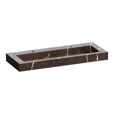 BRAUER Coral lavabo - 120x46x10cm - 1 cuve - 2 trous de robinet - composite - effet marbre - Copper Brown