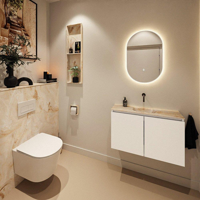 MONDIAZ TURE-DLUX Meuble WC 80cm Talc. EDEN lavabo Frappe position milieu. Sans trou de robinet.