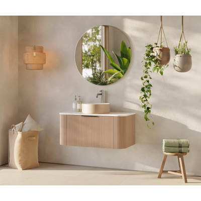 Differnz Olle Meuble sous lavabo - 89x39x45.5cm - chêne clair