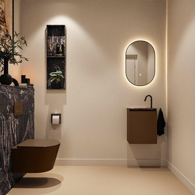MONDIAZ TURE-DLUX 40cm toiletmeubel Rust. EDEN wastafel Lava positie links. Met 1 kraangat.