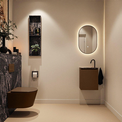 MONDIAZ TURE-DLUX Meuble toilette - 40cm - Rust - EDEN - vasque Lava - position gauche - 1 trou de robinet