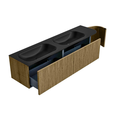 Mondiaz KURVE Badkamermeubelset - 175x46x40cm - 2 lade - 1 deur - wastafel solid surface - dubbel / links - zonder kraangat - Dusk