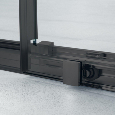 Marenza Slide Quick Fit Porte coulissante - 90x190cm - verre de sécurité 6mm - profilé alu - anti-calcaire - noir mat