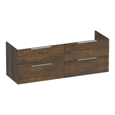 BRAUER Elevate wastafelonderkast 140 excl. opleggrepen 4 softclose lades en 2 sifon uitsparingen - Grove