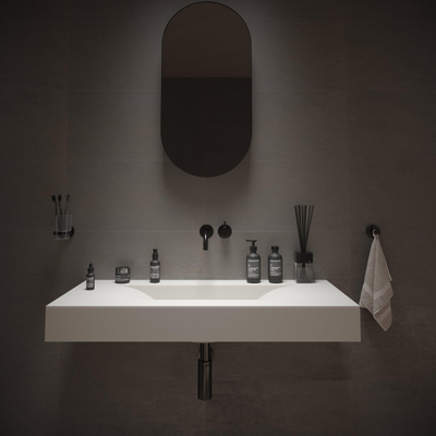 Ideavit Wastafel 100x48x11cm 0 kraangaten Solid surface mat wit
