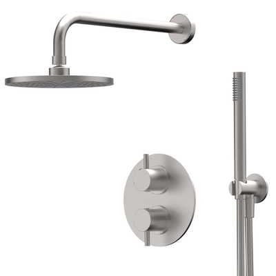 Xenz Duero Ensemble de douche encastré thermostatique avec partie encastrée et set de douchette Inox