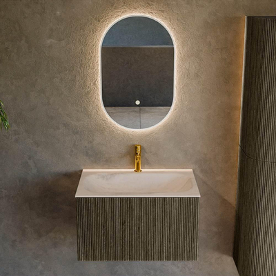 MONDIAZ KURVE-DLUX Meuble de salle de bains 70 cm couleur Shadow avec 1 tiroir et 0 porte. Lavabo BIG SMALL Central 1 trou de robinet Meli.