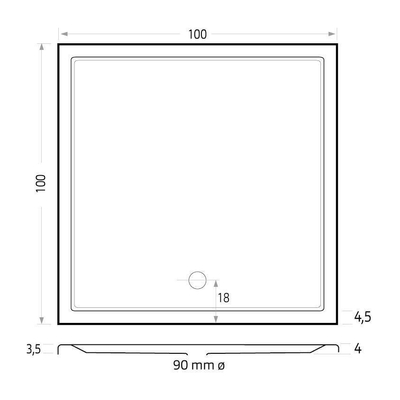 Xenz Mariana douchebak - 100x100x7 - Acryl - pergamon