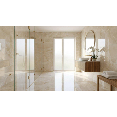 EnergieKer Onyx Vloer- en wandtegel - 120x120cm - gerectificeerd - glans Creme