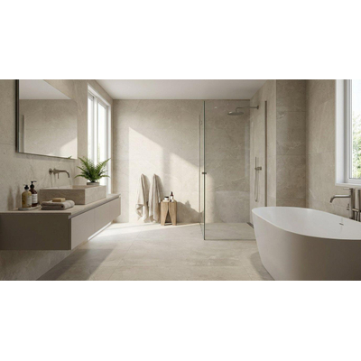 Baldocer Ceramica Zermatt wand- en vloertegel - 60x120cm - 9.5mm - Rechthoek - gerectificeerd - Marmerlook - Beige Mat