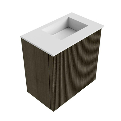 Mondiaz JOYA 40cm toiletmeubel - kleur Shadow - Wastafel FAYE positie Rechts 1 kraangat kleur Talc.
