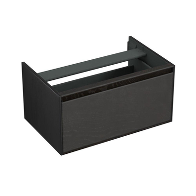 Forzalaqua Reno 2.0 Meuble sous-lavabo 80x51x40cm avec 1 tiroir sans poignée à fermeture douce Chêne massif Black oiled