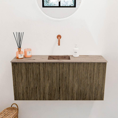 Mondiaz JOYA-DLUX 90cm meuble de salle de bains - couleur Dusk - Vasque FAYE position Milieu Sans trou de robinet couleur Arena.