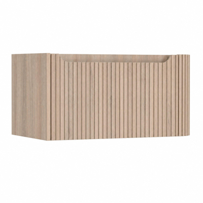 H&R Badmeubelen Juice Wastafelonderkast - 80x45x40cm - rechterhoek afgerond - 3D-front - 1 lade - geïntegreerde greep - rockford oak