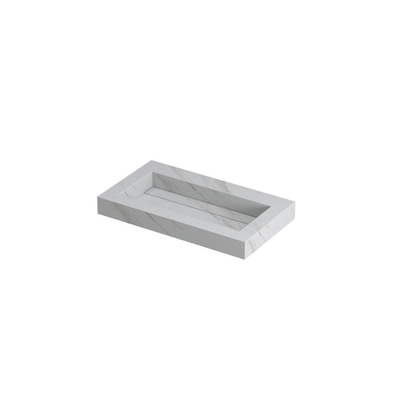 INK Pitch wastafel - 80x45x9cm - 1 wasbak - 0 kraangaten - drain keramiek Calacatta mat